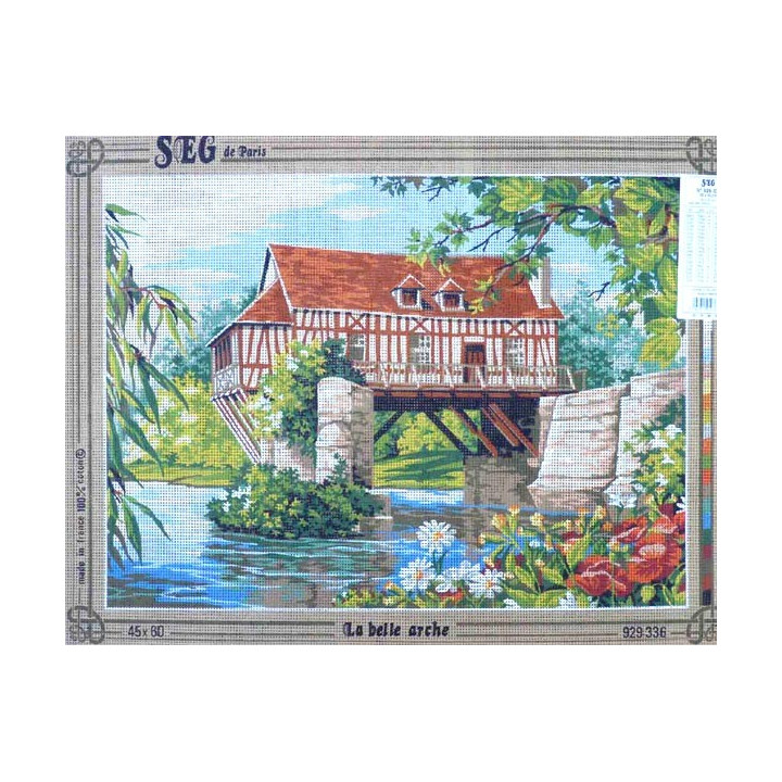 Canevas à broder 45 x 60 cm marque SEG de Paris thème PAYSAGE la belle arche