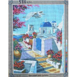 Canevas à broder 45 x 60 cm marque SEG de Paris thème la Grèce une escale aux cyclades