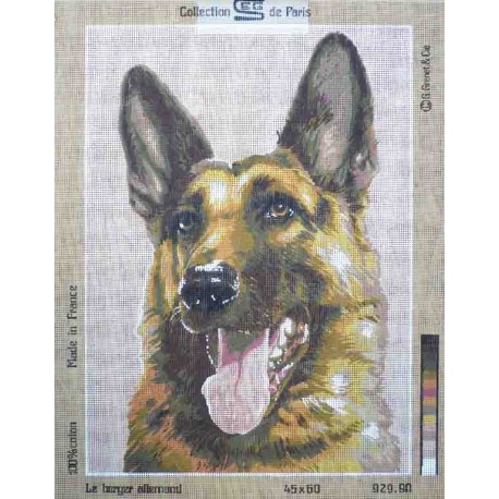 Canevas à broder 45 x 60 cm marque SEG de Paris thème CHIEN le berger allemand