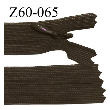 Fermeture zip 60 cm couleur café non séparable avec glissière nylon largeur 2.5 cm largeur de la glissière 5 mm prix à l'unité
