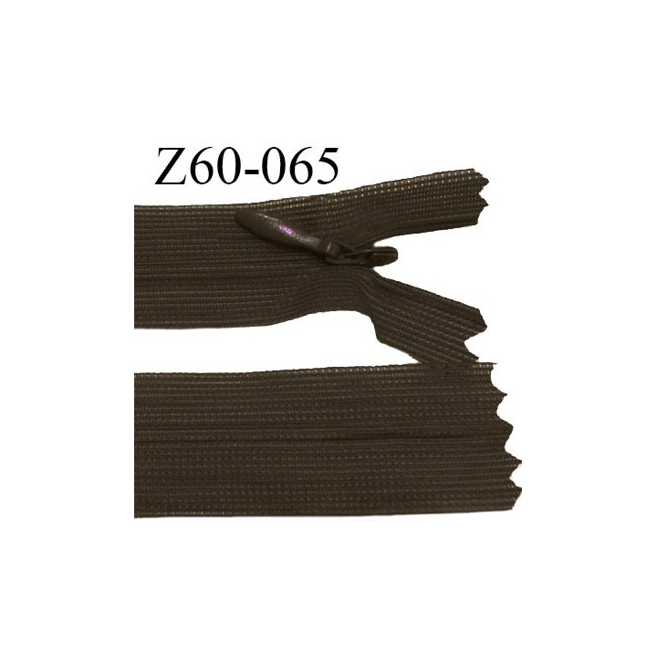 Fermeture zip 60 cm couleur café non séparable avec glissière nylon largeur 2.5 cm largeur de la glissière 5 mm prix à l'unité
