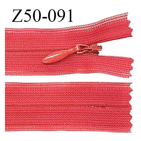 Fermeture zip 50 cm non séparable couleur rose corail zip glissière nylon invisible longueur 50 cm prix à l'unité