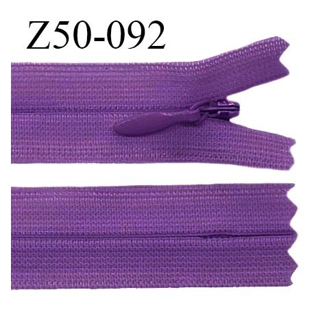Fermeture zip 50 cm non séparable couleur violet zip glissière nylon invisible longueur 50 cm prix à l'unité