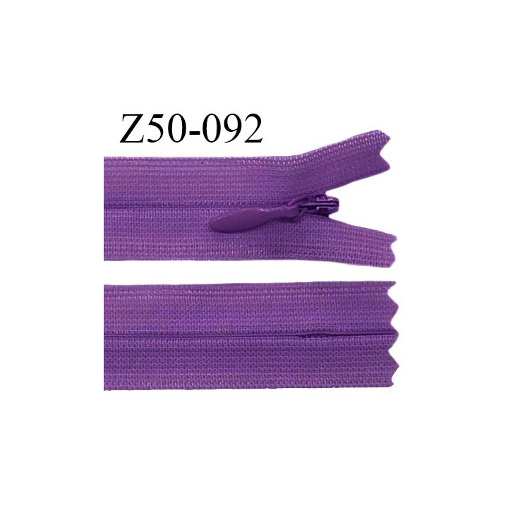 Fermeture zip 50 cm non séparable couleur violet zip glissière nylon invisible longueur 50 cm prix à l'unité
