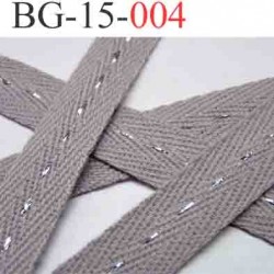 biais galon ruban couleur gris avec des strass  brillant au milieu double face largeur 15 mm vendu au mètres