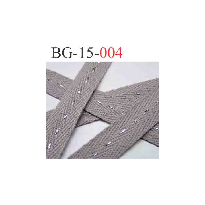 biais galon ruban couleur gris avec des strass  brillant au milieu double face largeur 15 mm vendu au mètres