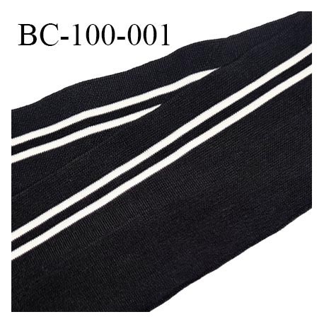 Bord-Côte 100 mm bord cote jersey maille synthétique couleur noir et blanc largeur 10 cm longueur 120 cm prix à la pièce