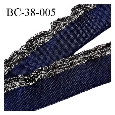 Bord-Côte 38 mm bord cote jersey maille synthétique couleur bleu marine et argenté prix à la pièce