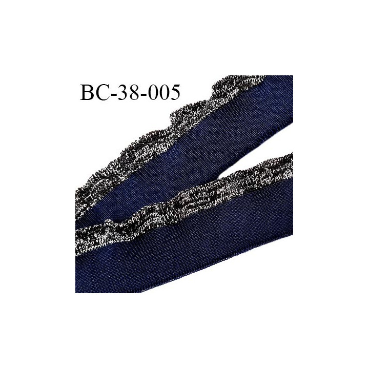 Bord-Côte 38 mm bord cote jersey maille synthétique couleur bleu marine et argenté prix à la pièce