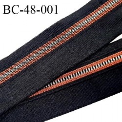 Bord-Côte 48 mm bord cote jersey maille synthétique couleur noir et rouille largeur 4.8 cm longueur 100 cm prix à la pièce