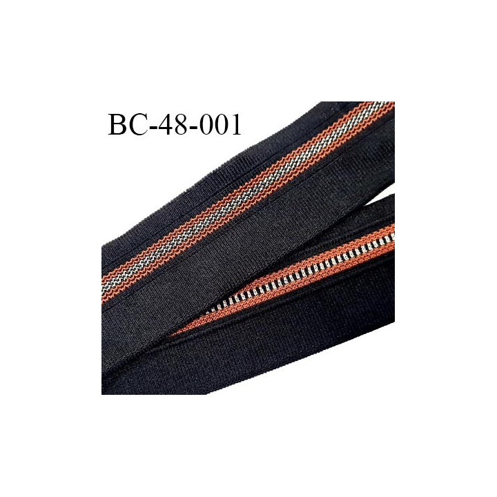 Bord-Côte 48 mm bord cote jersey maille synthétique couleur noir et rouille largeur 4.8 cm longueur 100 cm prix à la pièce