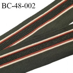 Bord-Côte 48 mm bord cote jersey maille synthétique couleur kaki et rouille largeur 4.8 cm longueur 100 cm prix à la pièce