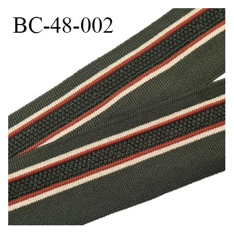 Bord-Côte 48 mm bord cote jersey maille synthétique couleur kaki et rouille largeur 4.8 cm longueur 100 cm prix à la pièce