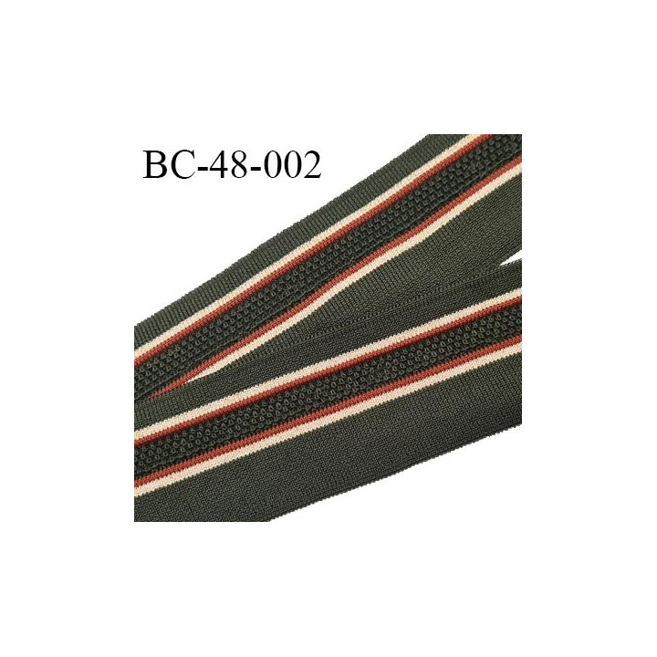 Bord-Côte 48 mm bord cote jersey maille synthétique couleur kaki et rouille largeur 4.8 cm longueur 100 cm prix à la pièce