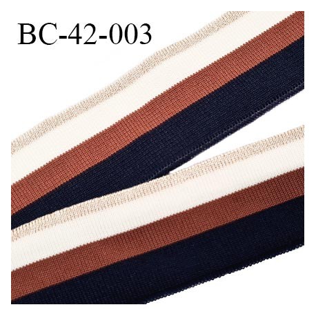 Bord-Côte 42 mm bord cote jersey maille synthétique couleur doré blanc bleu marine et rouille prix à la pièce