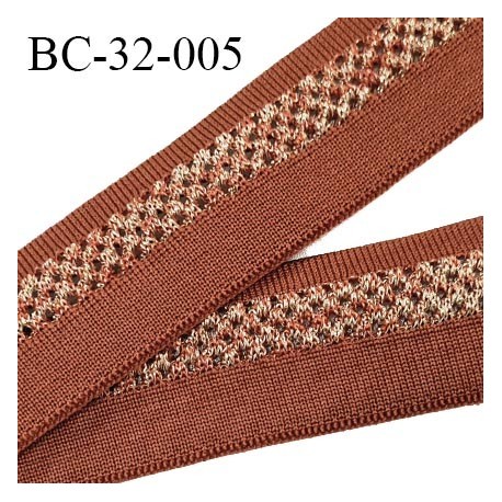 Bord-Côte 32 mm bord cote jersey maille synthétique couleur rouille et doré largeur 3.2 cm longueur 100 cm prix à la pièce