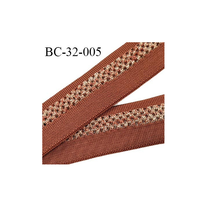 Bord-Côte 32 mm bord cote jersey maille synthétique couleur rouille et doré largeur 3.2 cm longueur 120 cm prix à la pièce