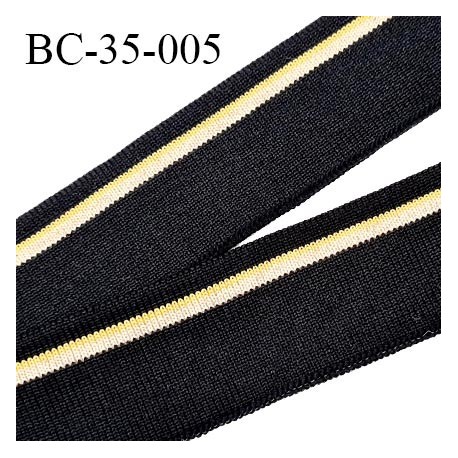 Bord-Côte 35 mm bord cote jersey maille synthétique couleur doré noir jaune et beige légèrement pailleté prix à la pièce