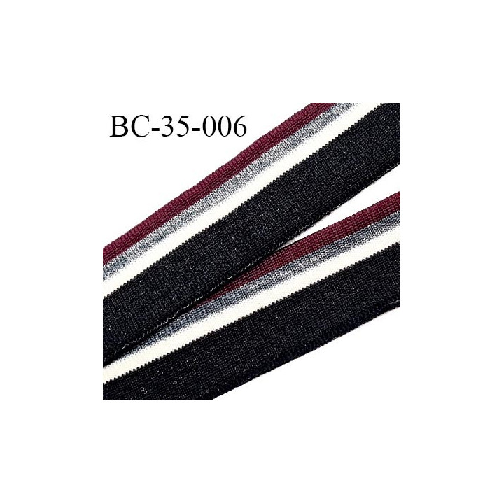 Bord-Côte 35 mm bord cote jersey maille synthétique couleur doré noir violet blanc et gris pailleté prix à la pièce