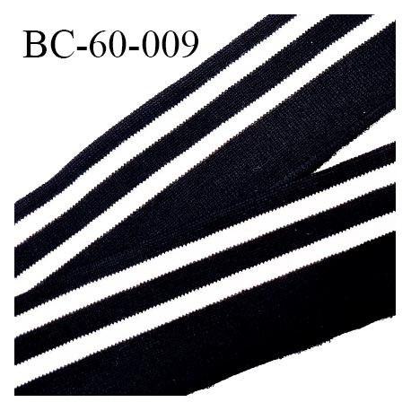 Bord-Côte 60 mm bord cote jersey maille synthétique couleur noir et blanc largeur 60 mm longueur 100 cm prix à la pièce
