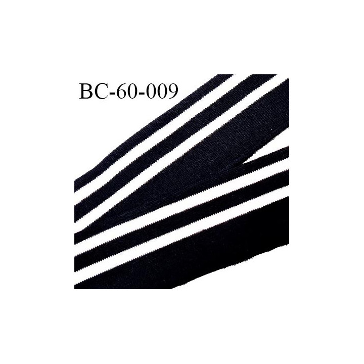 Bord-Côte 60 mm bord cote jersey maille synthétique couleur noir et blanc largeur 60 mm longueur 100 cm prix à la pièce