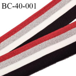 Bord-Côte 40 mm bord cote jersey maille synthétique couleur bleu marine blanc rouge et argenté prix à la pièce