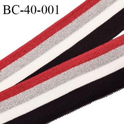 Bord-Côte 40 mm bord cote jersey maille synthétique couleur bleu marine blanc rouge et argenté prix à la pièce