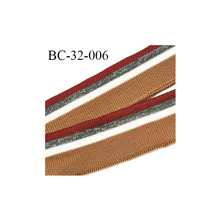 Bord-Côte 32 mm bord cote jersey maille synthétique couleur moutarde blanc rouge et argenté prix à la pièce