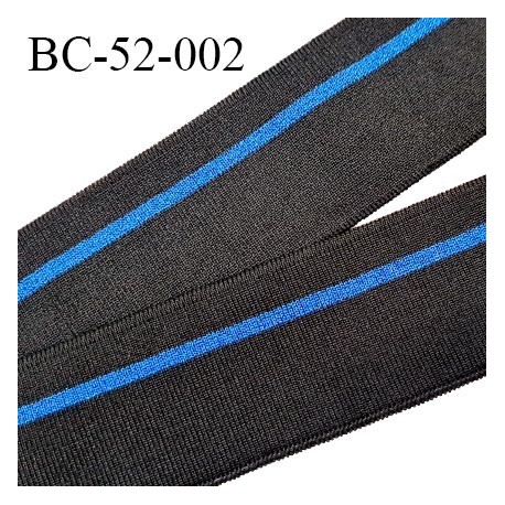Bord-Côte 52 mm bord cote jersey maille synthétique couleur noir et bleu pailleté largeur 5.2 cm longueur 100 cm prix à la pièce