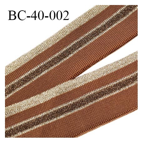 Bord-Côte 40 mm bord cote jersey maille synthétique couleur marron (rouille) et doré prix à la pièce