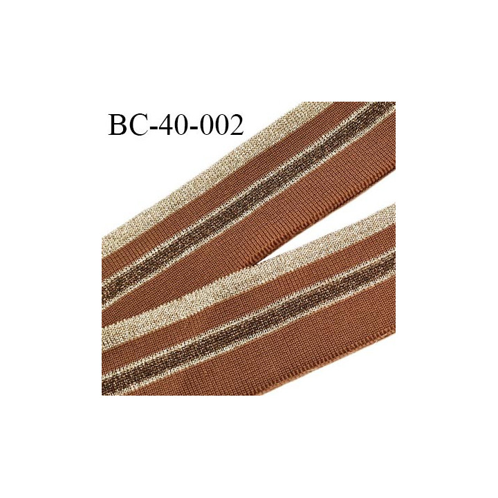 Bord-Côte 40 mm bord cote jersey maille synthétique couleur marron (rouille) et doré prix à la pièce