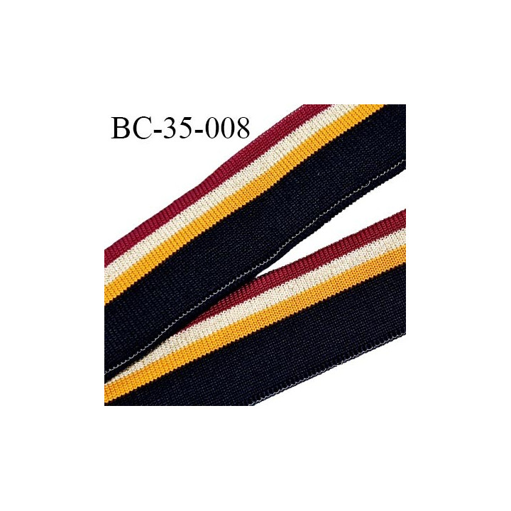 Bord-Côte 35 mm bord cote jersey maille synthétique couleur bleu marine jaune bordeaux et doré prix à la pièce