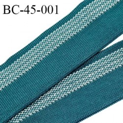 Bord-Côte 45 mm bord cote jersey maille synthétique couleur bleu vert et argenté largeur 4.5 cm longueur 100 cm prix à la pièce