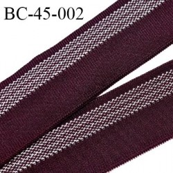 Bord-Côte 45 mm bord cote jersey maille synthétique couleur bordeaux et argenté largeur 4.5 cm longueur 100 cm prix à la pièce