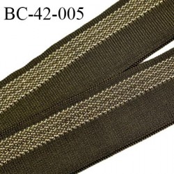 Bord-Côte 42 mm bord cote jersey maille synthétique couleur vert kaki et doré largeur 4.2 cm longueur 120 cm prix à la pièce