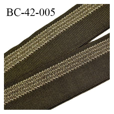 Bord-Côte 42 mm bord cote jersey maille synthétique couleur vert kaki et doré largeur 4.2 cm longueur 120 cm prix à la pièce