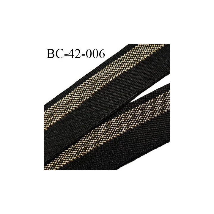 Bord-Côte 42 mm bord cote jersey maille synthétique couleur noir et doré largeur 4.2 cm longueur 120 cm prix à la pièce
