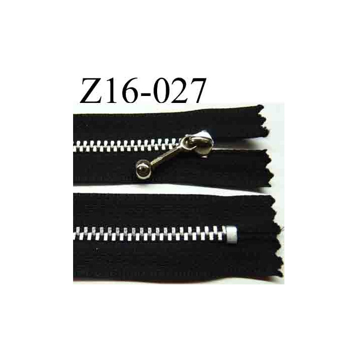 fermeture éclair longueur 16 cm couleur noir non séparable largeur 2.5 cm glissière métal largeur 4.5 mm