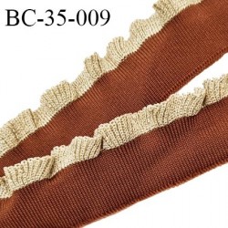 Bord-Côte 35 mm bord cote jersey maille synthétique couleur rouille et doré largeur 3.5 cm longueur 120 cm prix à la pièce