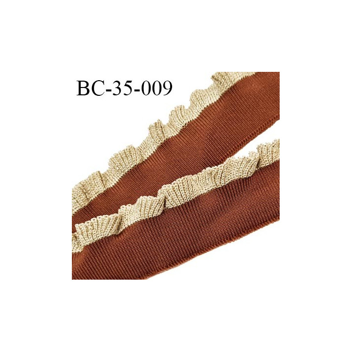 Bord-Côte 35 mm bord cote jersey maille synthétique couleur rouille et doré largeur 3.5 cm longueur 120 cm prix à la pièce