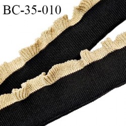 Bord-Côte 35 mm bord cote jersey maille synthétique couleur noir et doré largeur 3.5 cm longueur 120 cm prix à la pièce