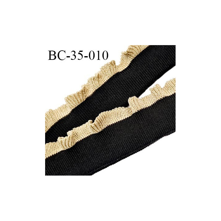 Bord-Côte 35 mm bord cote jersey maille synthétique couleur noir et doré largeur 3.5 cm longueur 120 cm prix à la pièce