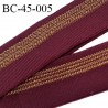 Bord-Côte 45 mm bord cote jersey maille synthétique couleur bordeaux et doré largeur 4.5 cm longueur 100 cm prix à la pièce