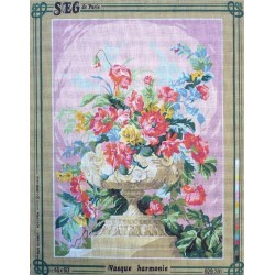 Canevas à broder 45 x 60 cm marque SEG de Paris thème FLEURS vasque harmonie