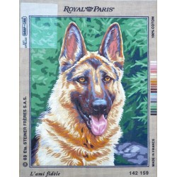 Canevas à broder 45 x 60 cm marque ROYAL PARIS thème CHIENS BERGER ALLEMAND l'ami fidèle