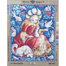 Canevas à broder 45 x 60 cm marque ROYAL PARIS thème histoire LA DAMOISELLE
