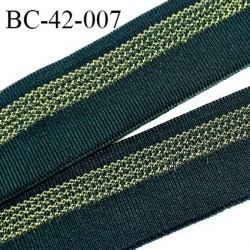Bord-Côte 42 mm bord cote jersey maille synthétique couleur vert et doré largeur 4.2 cm longueur 120 cm prix à la pièce