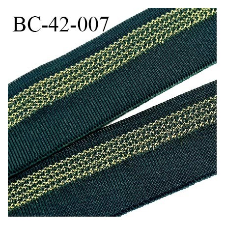 Bord-Côte 42 mm bord cote jersey maille synthétique couleur vert et doré largeur 4.2 cm longueur 120 cm prix à la pièce