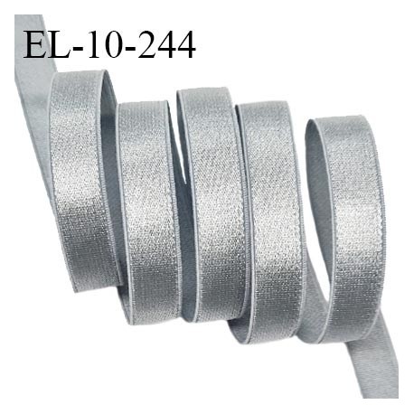 Elastique 10 mm bretelle et lingerie couleur gris brillant sur une face allongement +60% largeur 10 mm prix au mètre