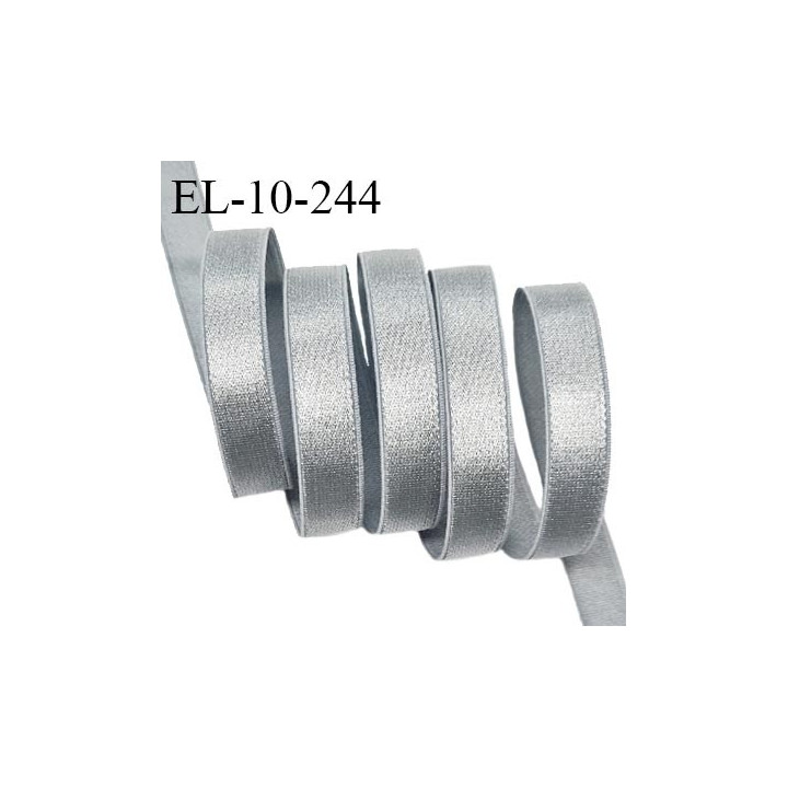 Elastique 10 mm bretelle et lingerie couleur gris brillant sur une face allongement +60% largeur 10 mm prix au mètre